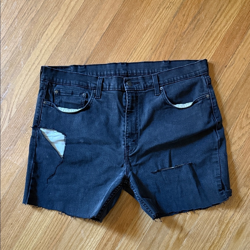 Levi's Black Distressed Cutoff Denim Shorts